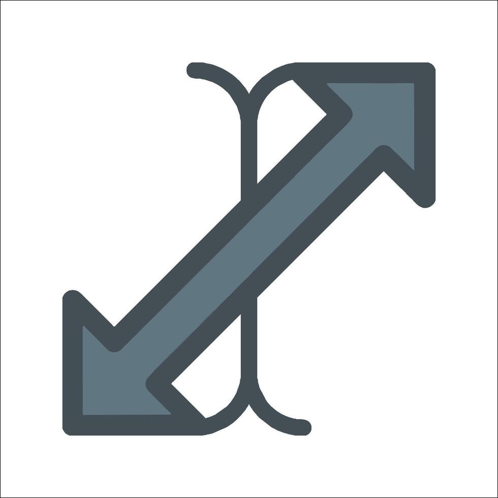 A gray and white icon of an arrow pointing down vector