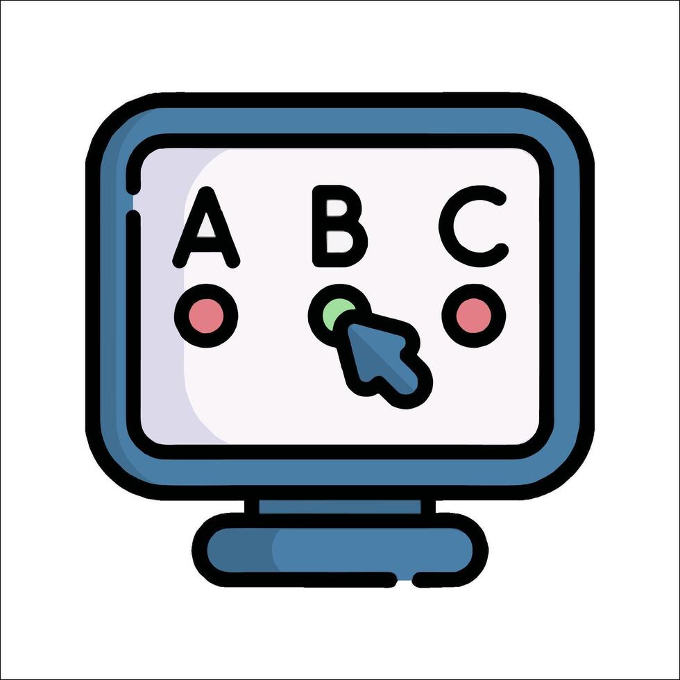 A computer monitor with the letters abc on it vector