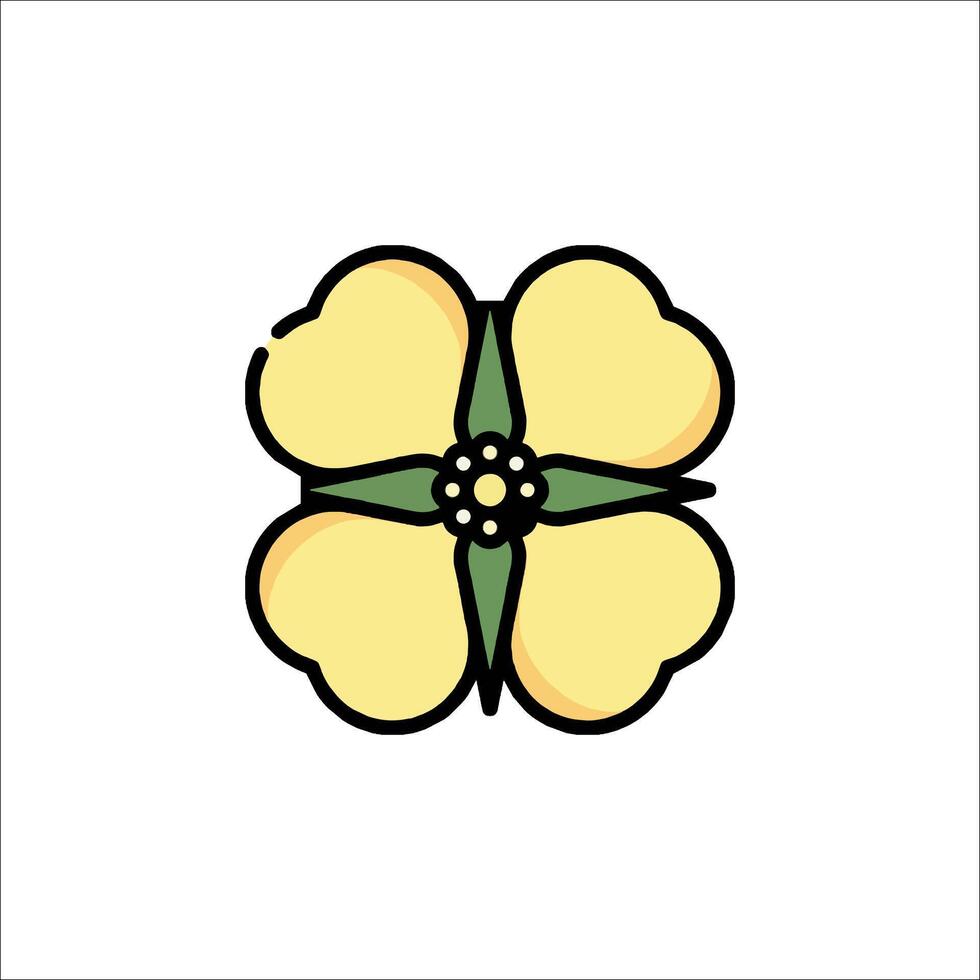 A yellow flower with four petals on a white background vector