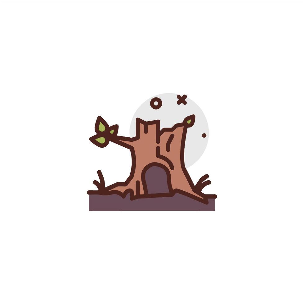 A tree stump with a bird on it vector