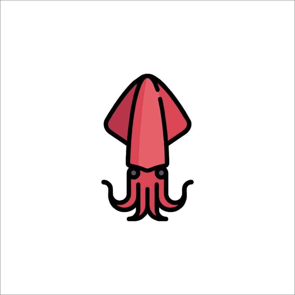 A red squid with a long tail on a white background vector