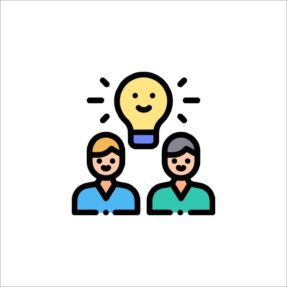 Two people with a light bulb above their heads vector