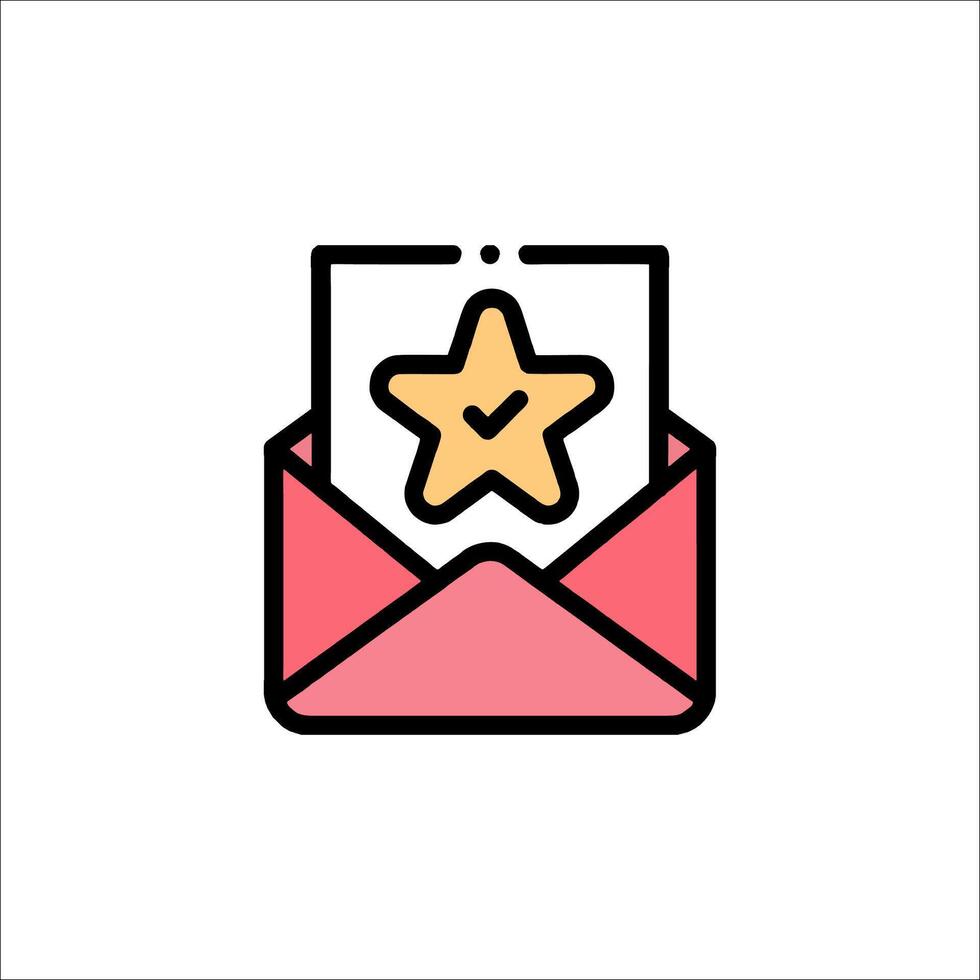A star icon in an envelope with a check mark vector