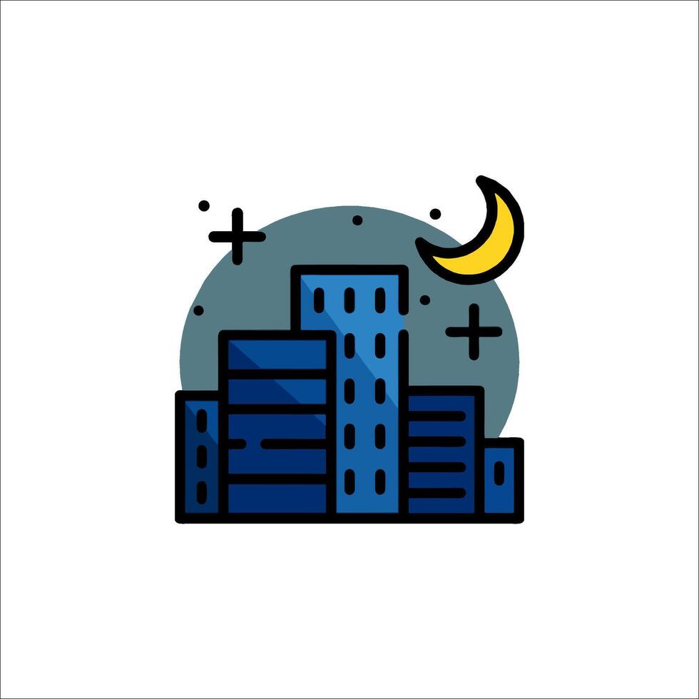 Night city icon illustration vector