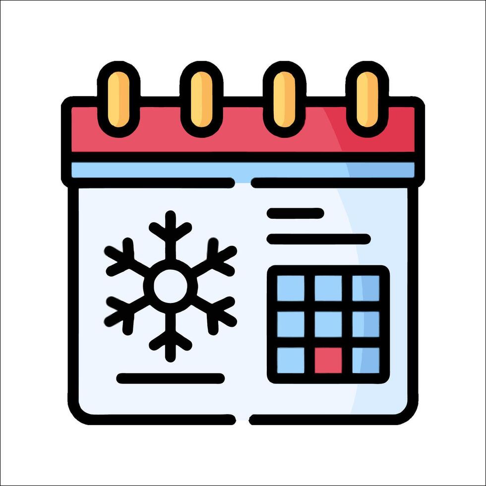 Calendar with snowflakes icon illustration vector