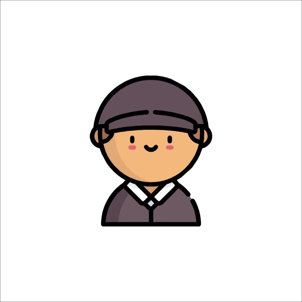 A man in a hat and a tie icon vector