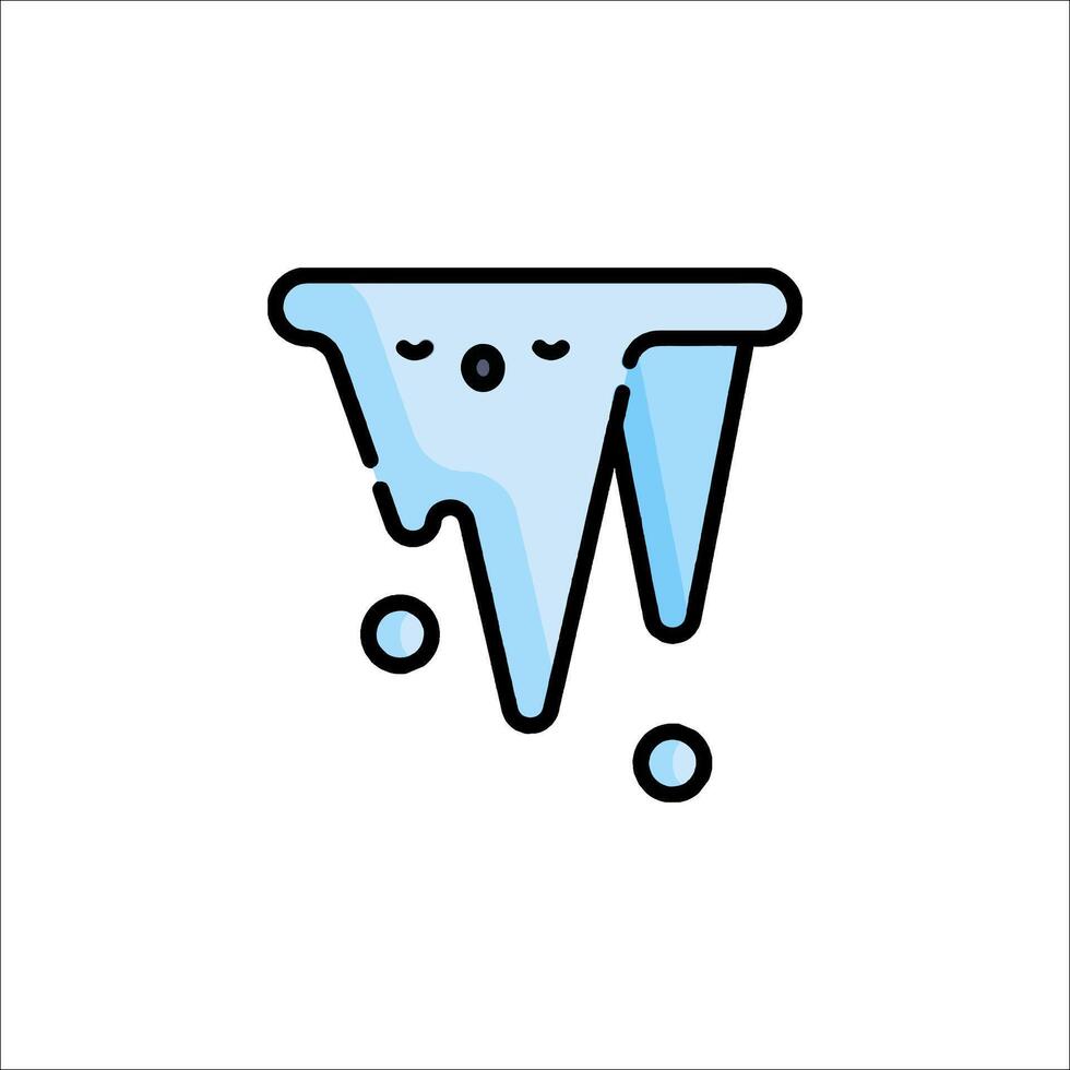 Ice icon with a face and a melting ice cube vector