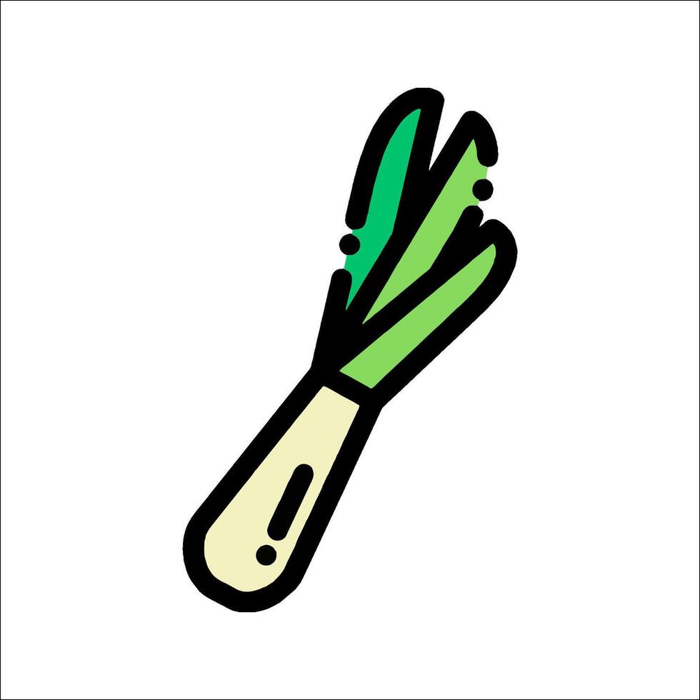 A green vegetable is shown in a line drawing vector