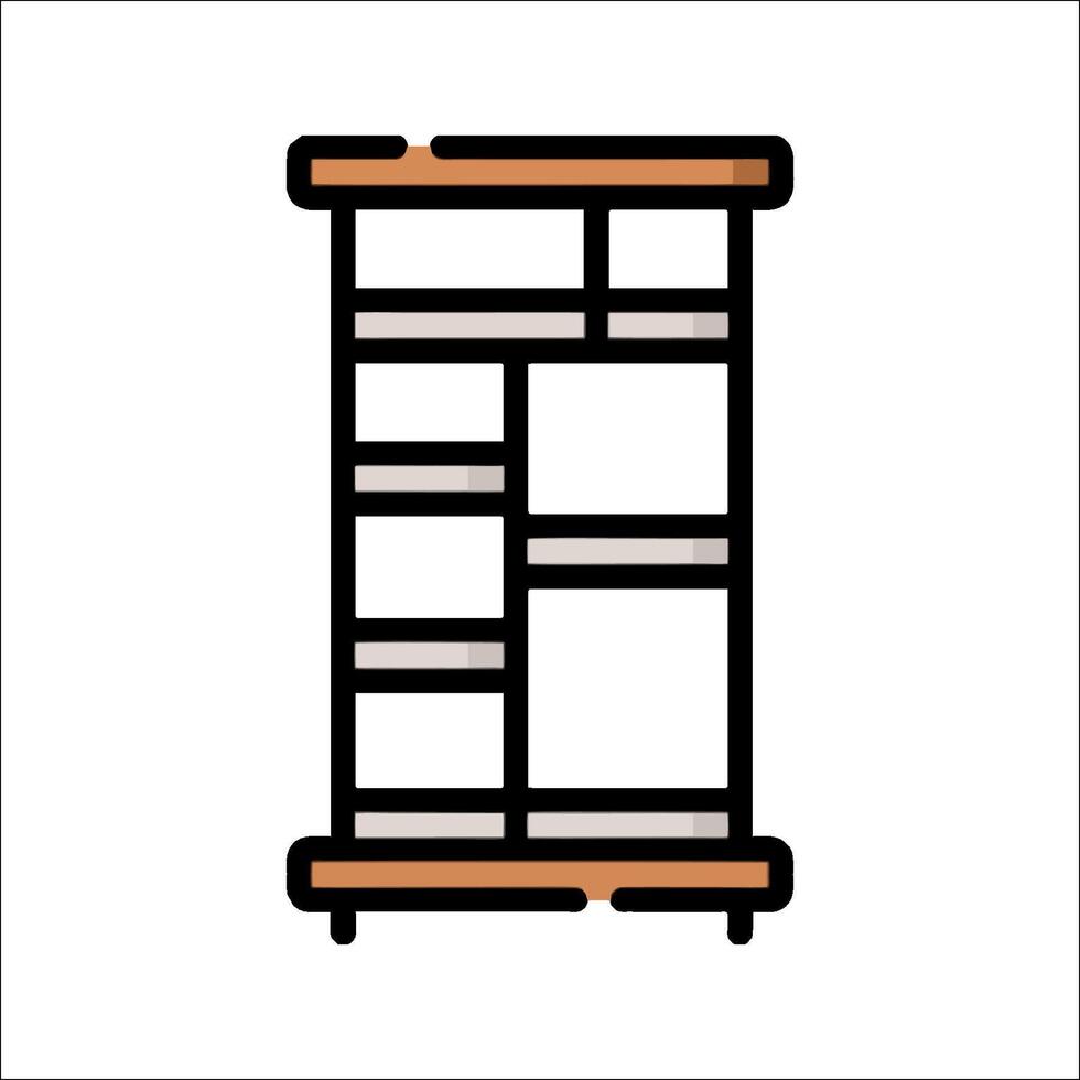 A cabinet with shelves on a white background vector