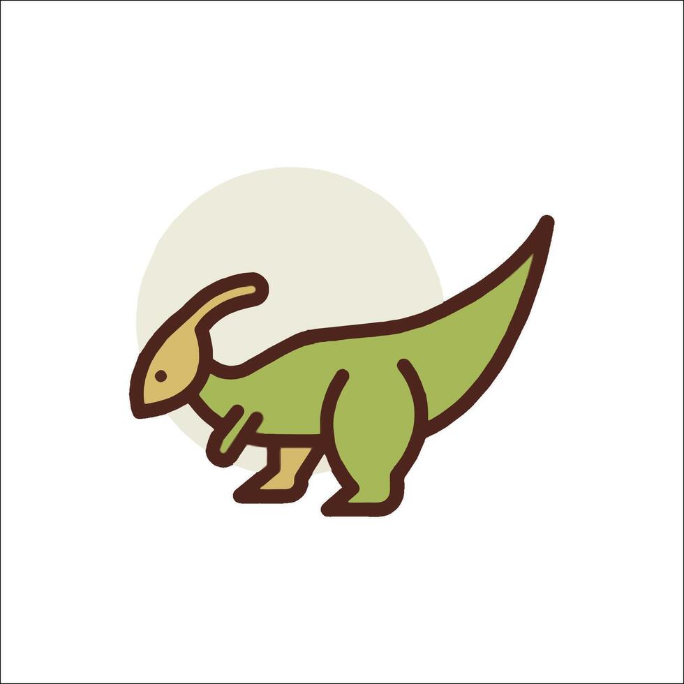 A dinosaur icon with a green and brown color scheme vector