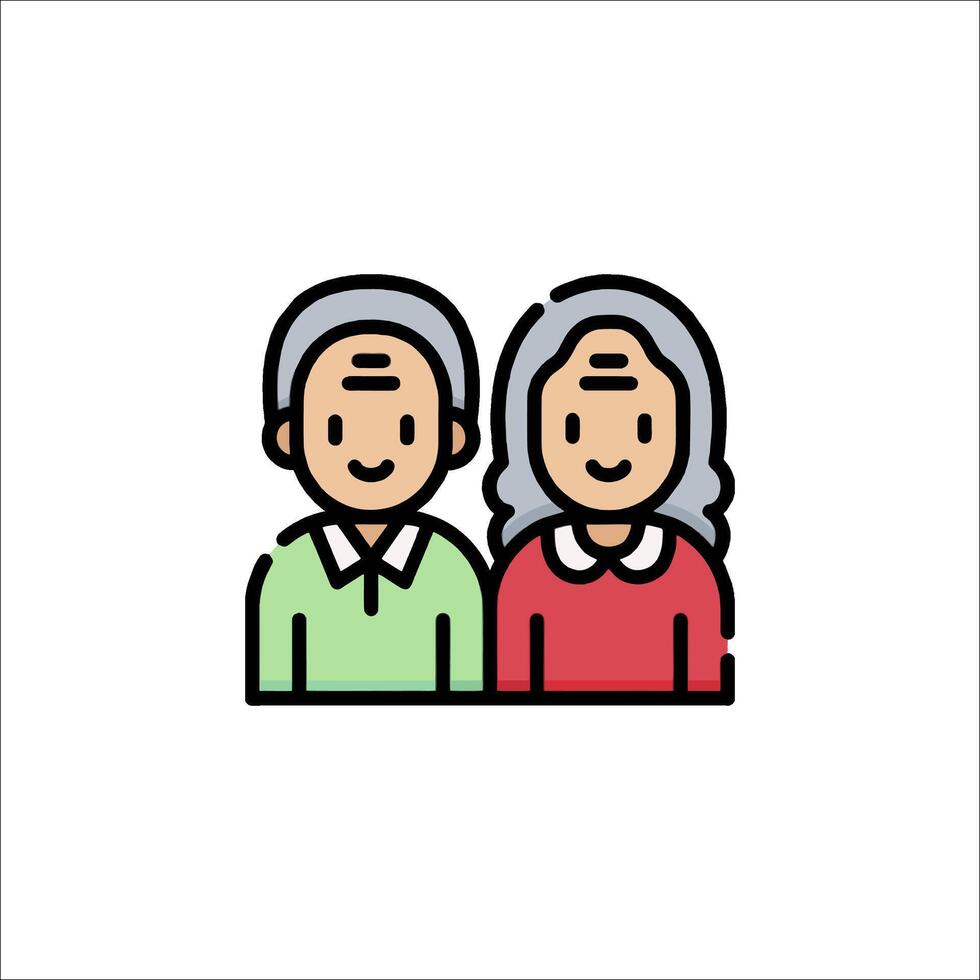 An elderly couple icon on a white background vector