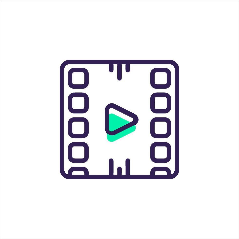 A play icon with a green and blue color vector