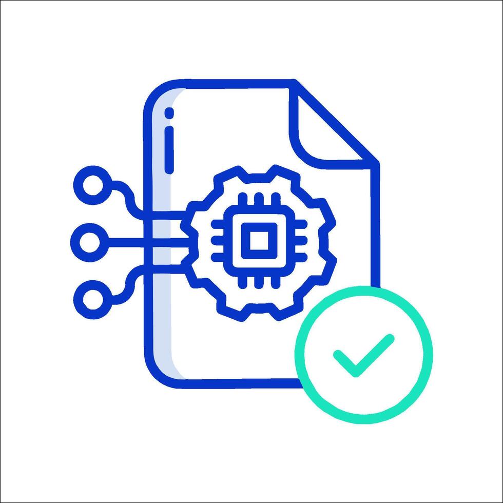 A file icon with a check mark and a computer chip vector