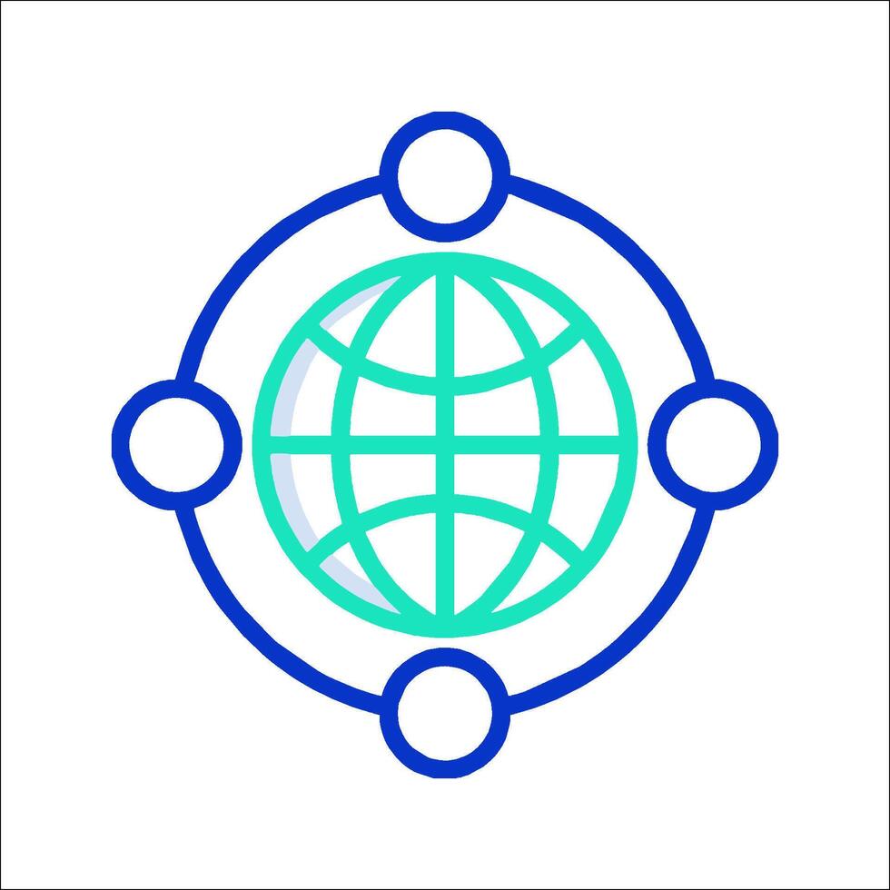 A globe surrounded by people and connected to a circle vector