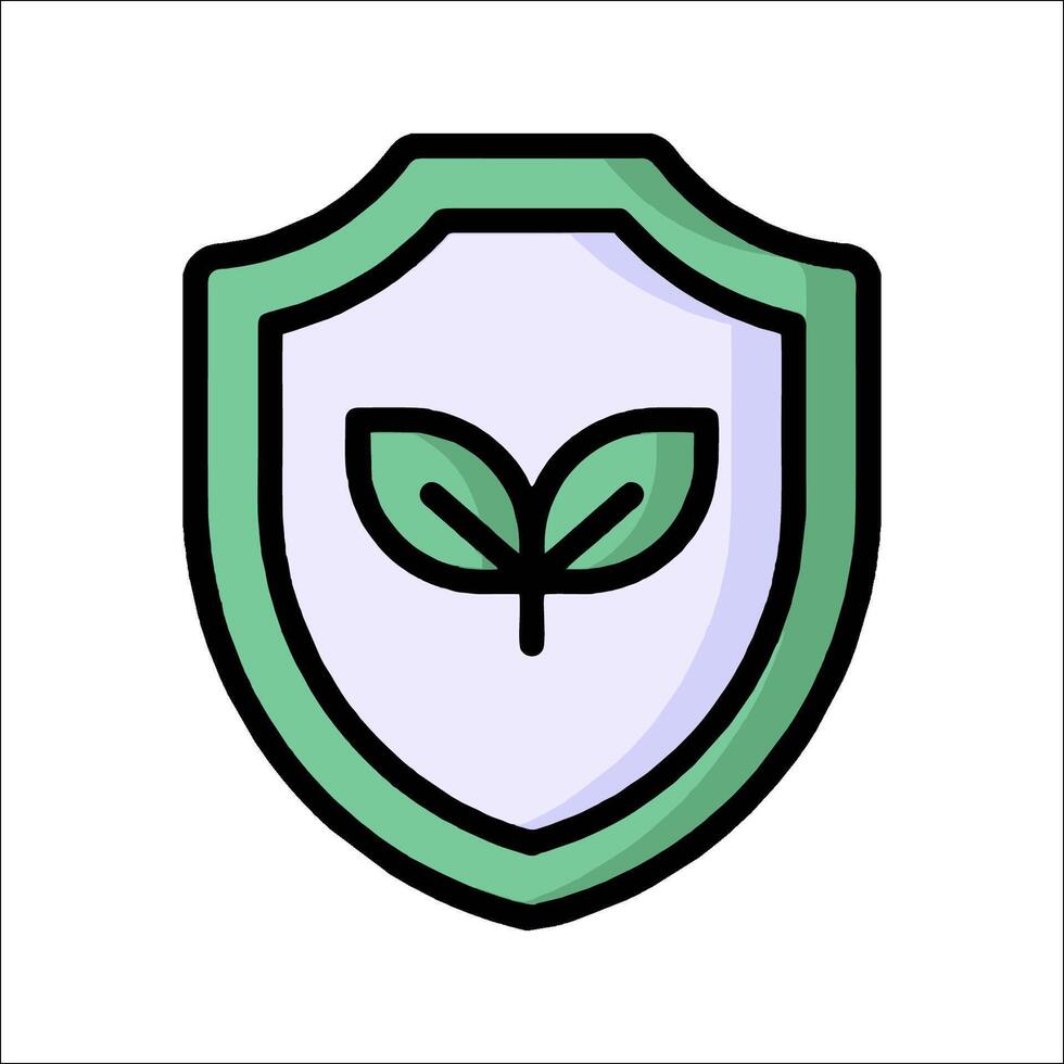 A green leaf on a shield icon vector