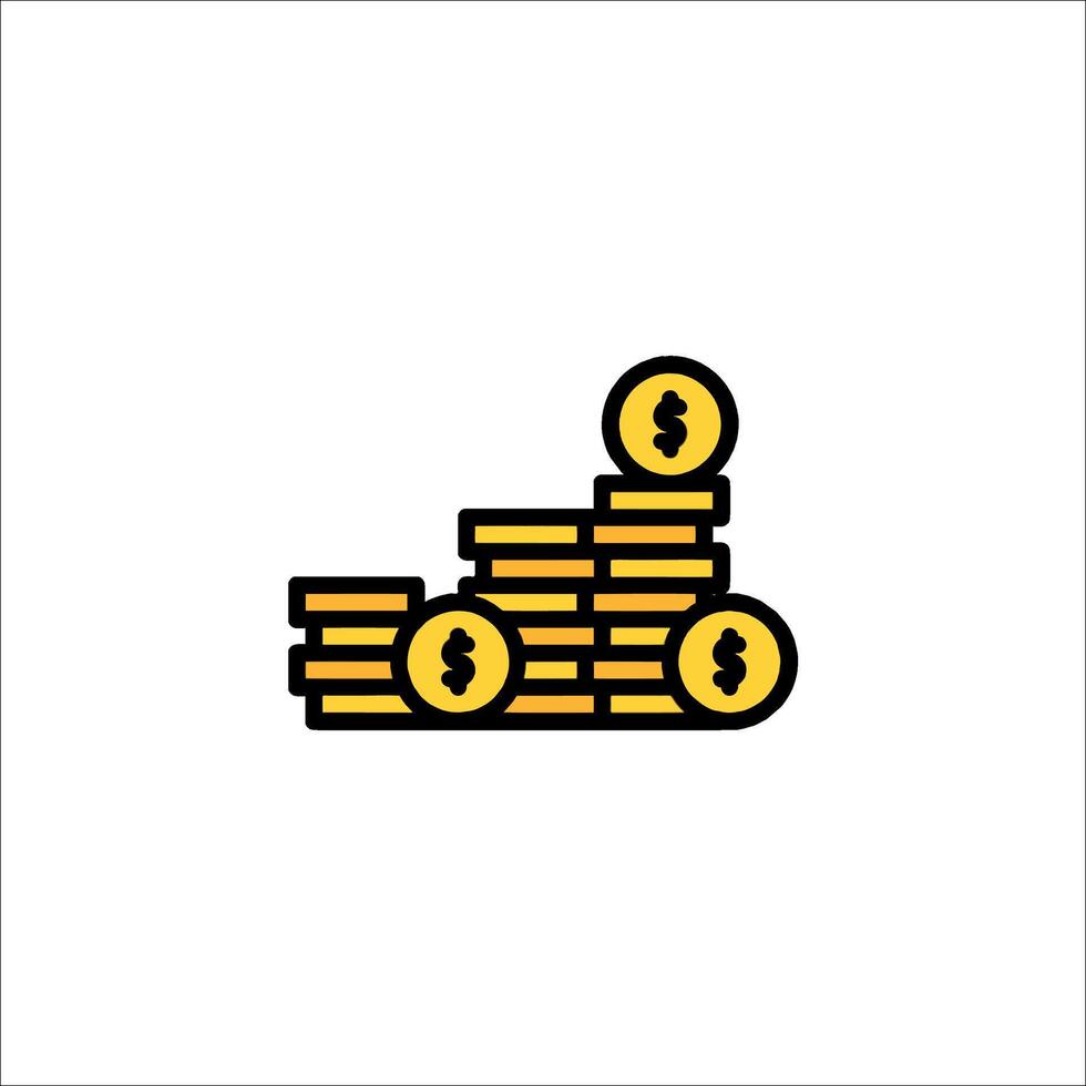 A pile of coins with a dollar sign on top vector