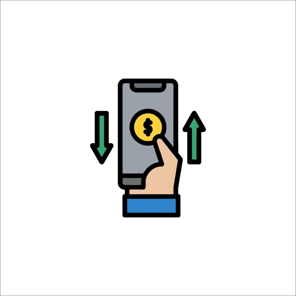 A hand holding a phone with a dollar sign on it vector