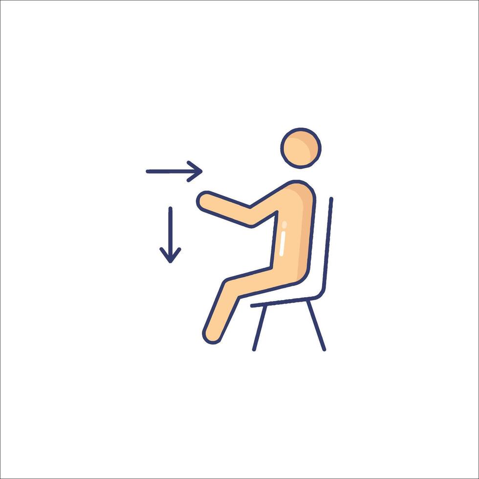 A person sitting on a chair with an arrow pointing to the right vector
