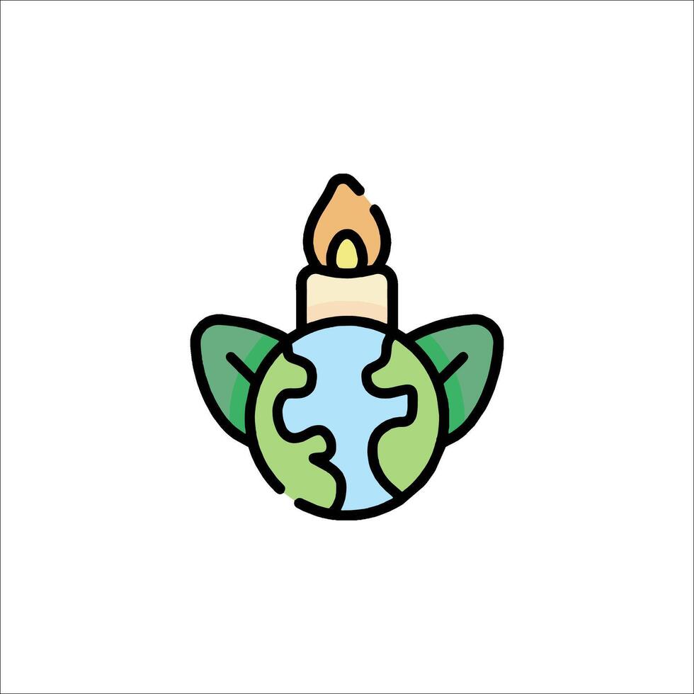 A candle with a globe on top of it vector