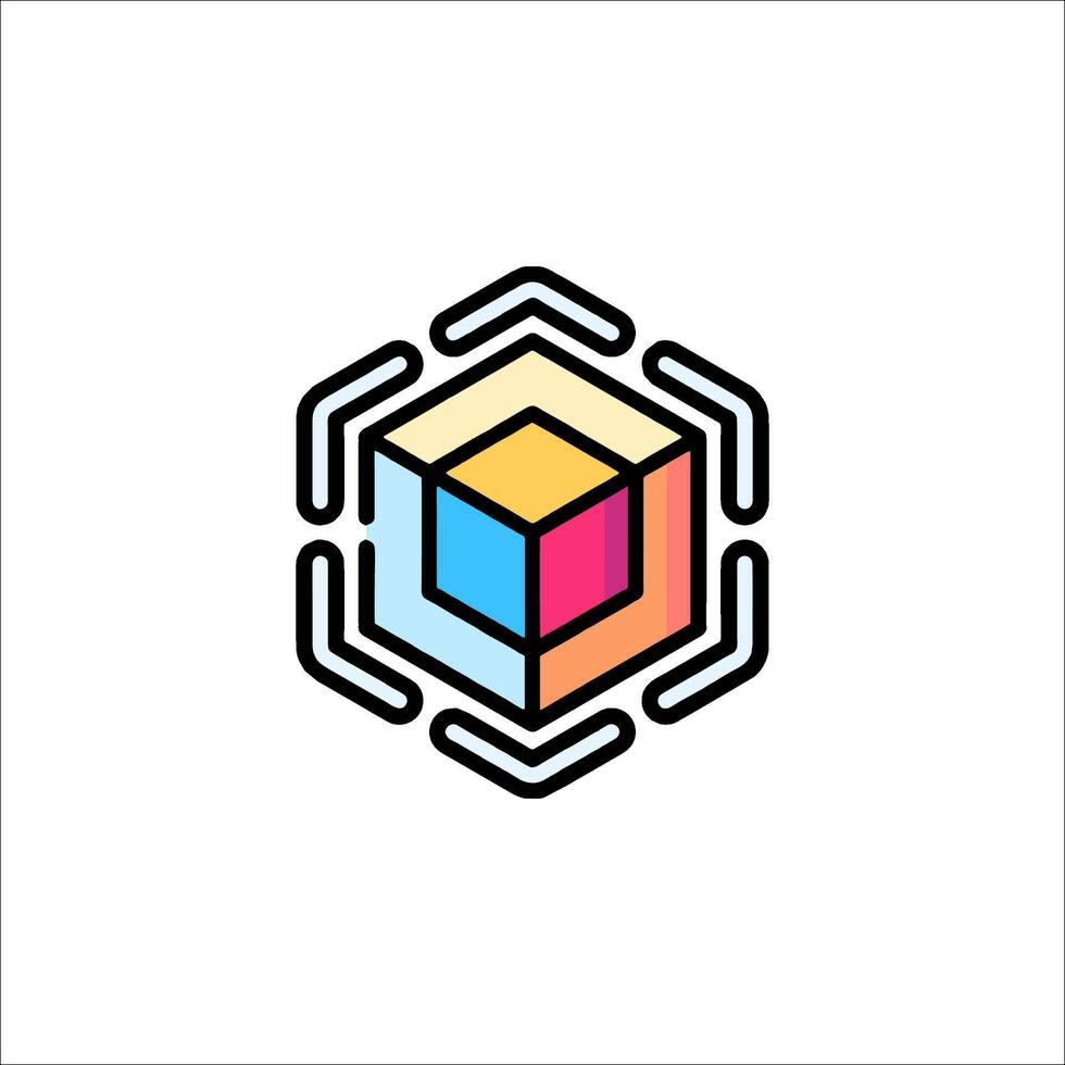 A cube logo with a colorful design vector