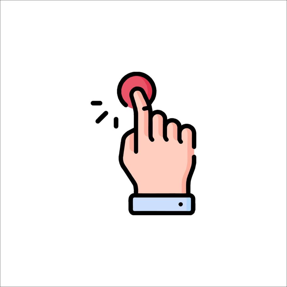 A hand pressing a button on a white background vector