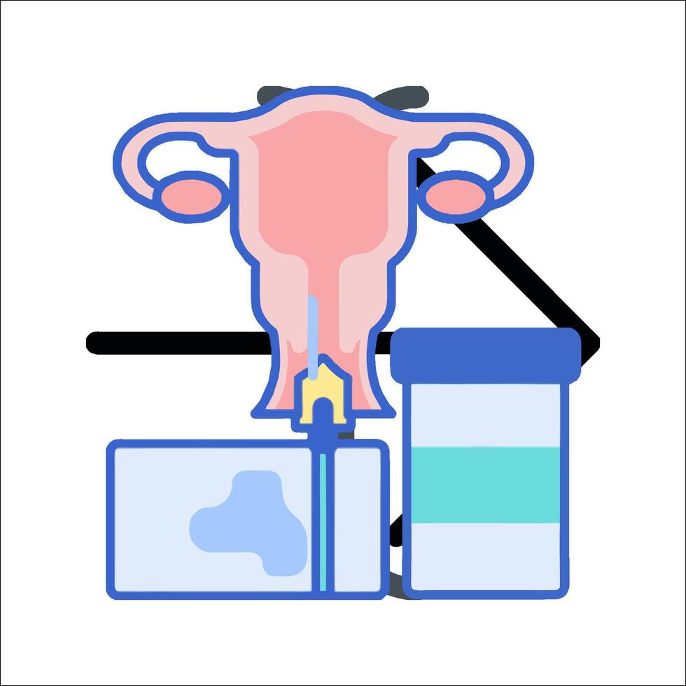 A woman's uterus and a bottle of pills vector