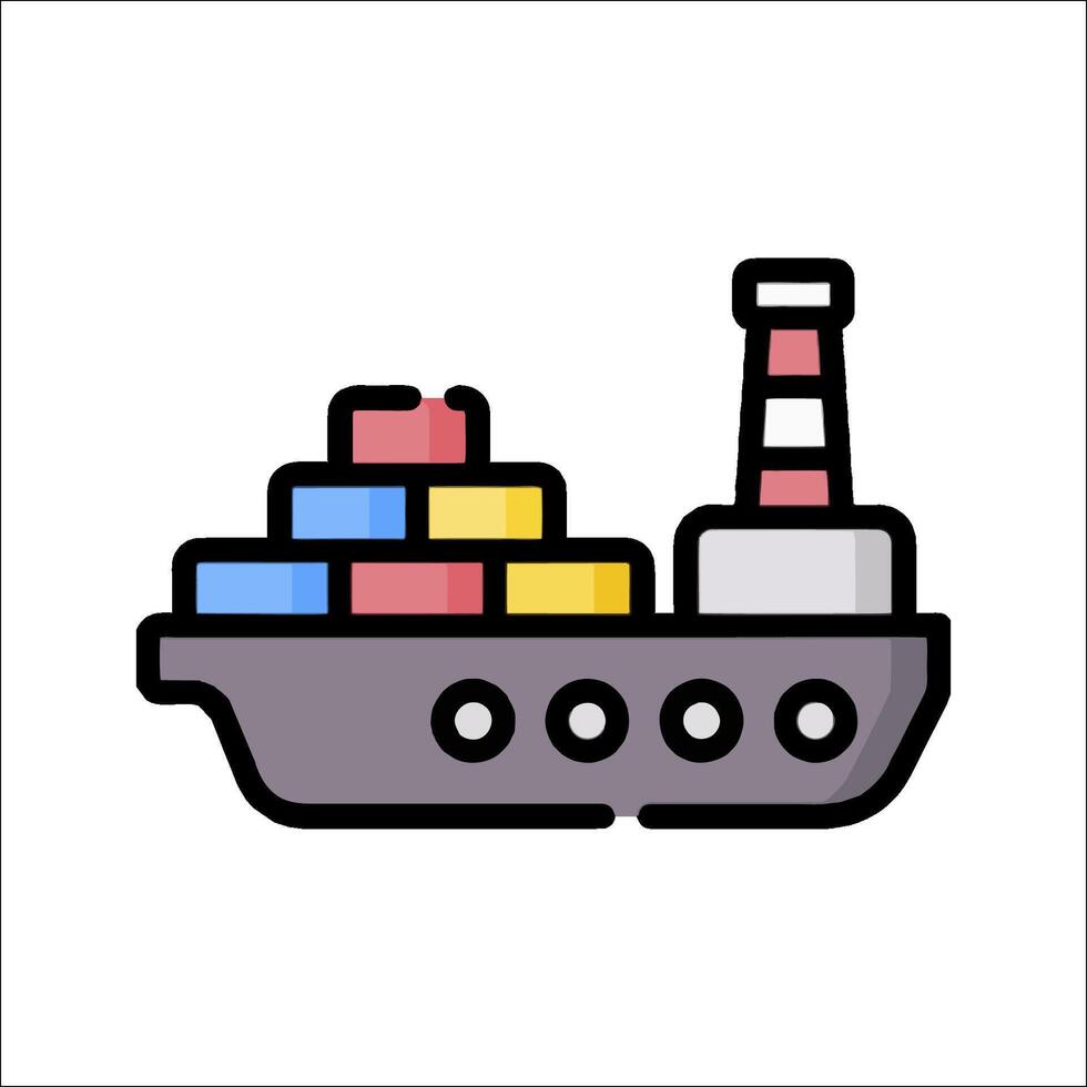 A line icon of a ship with cargo containers vector