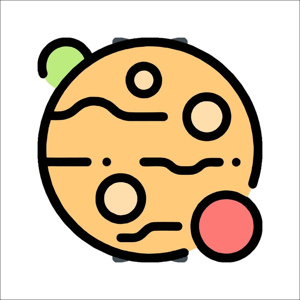 An illustration of a planet with a red and green dot vector