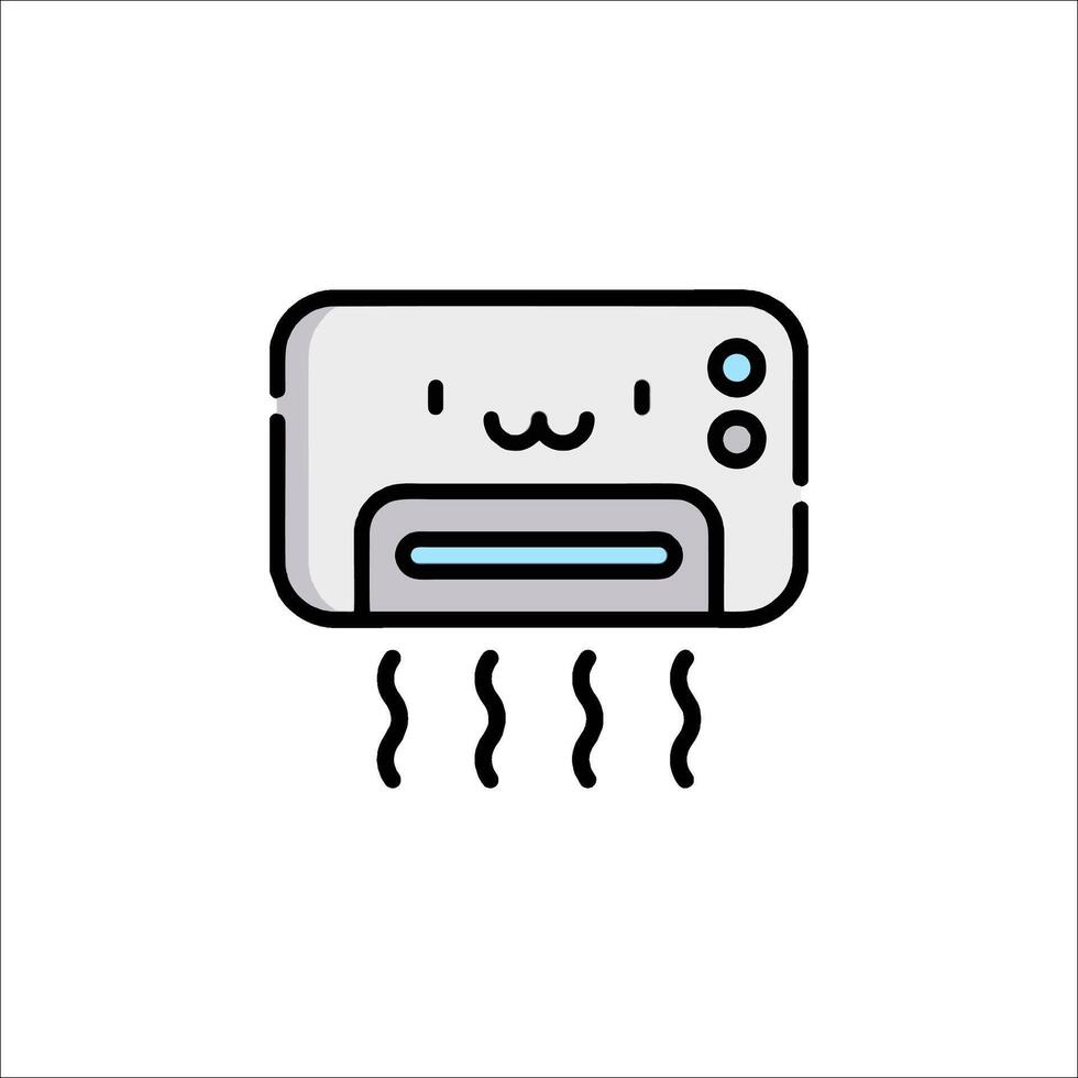 A cartoon air conditioner icon on a white background vector