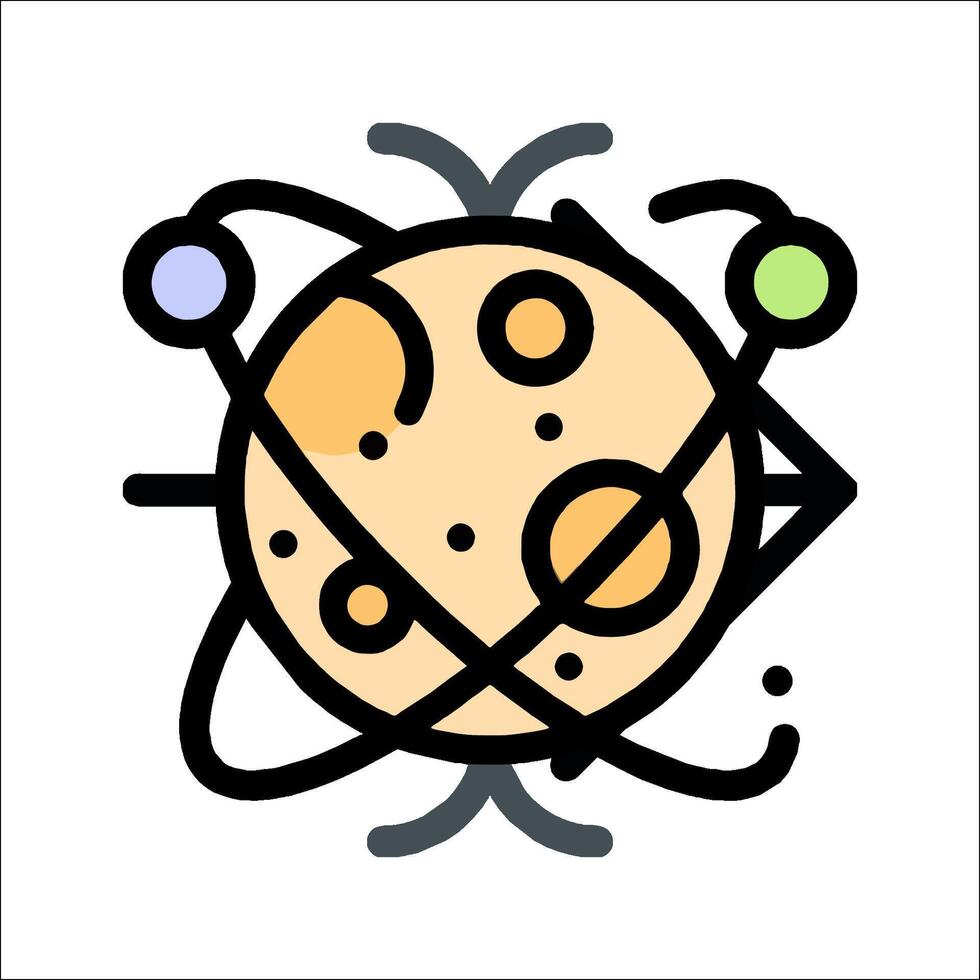 An illustration of a molecule with a star and a planet vector