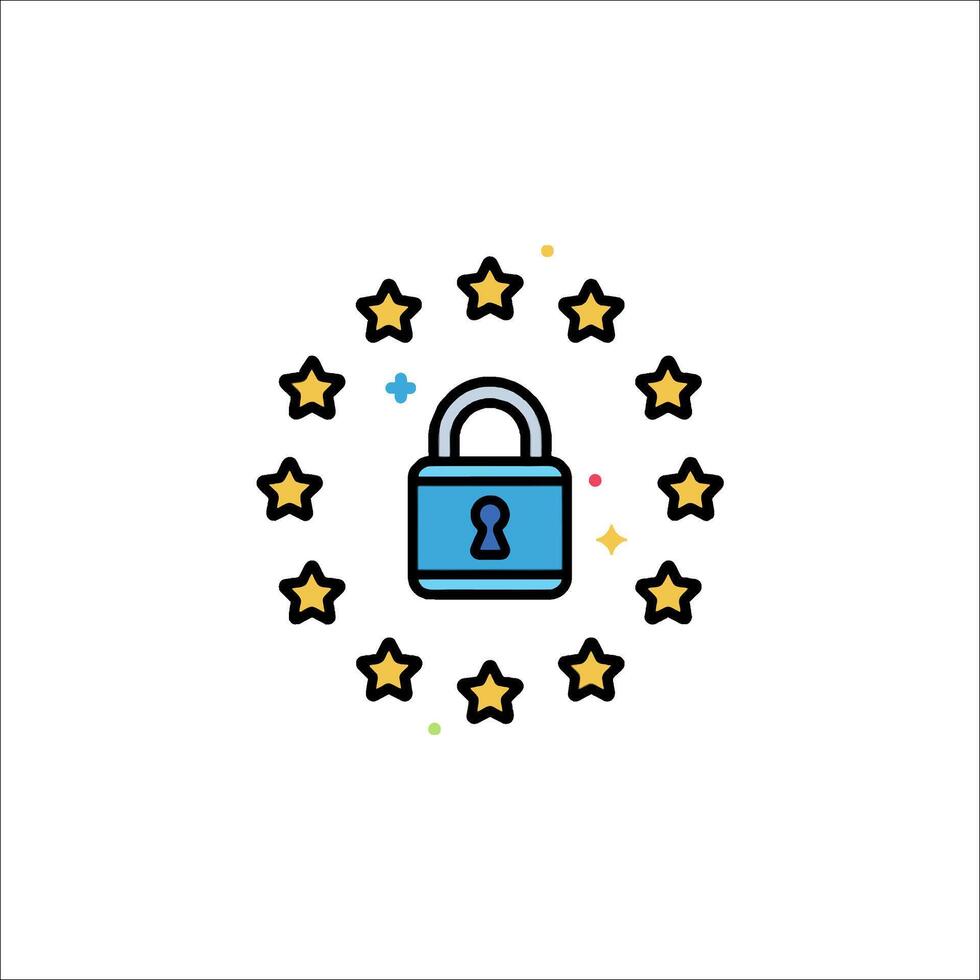 A lock and stars in a circle vector
