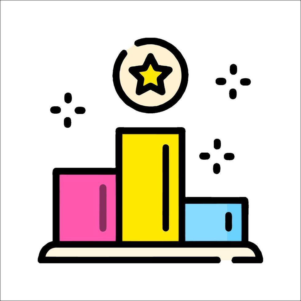 A colorful icon of a star on top of a stack of blocks vector