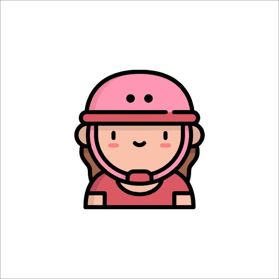 A girl wearing a helmet icon vector