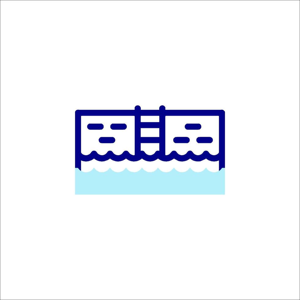 A blue icon of a boat in the water vector