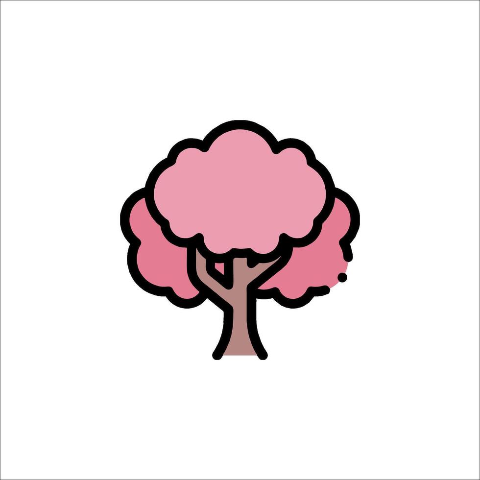 A pink tree with a pink flower on it vector