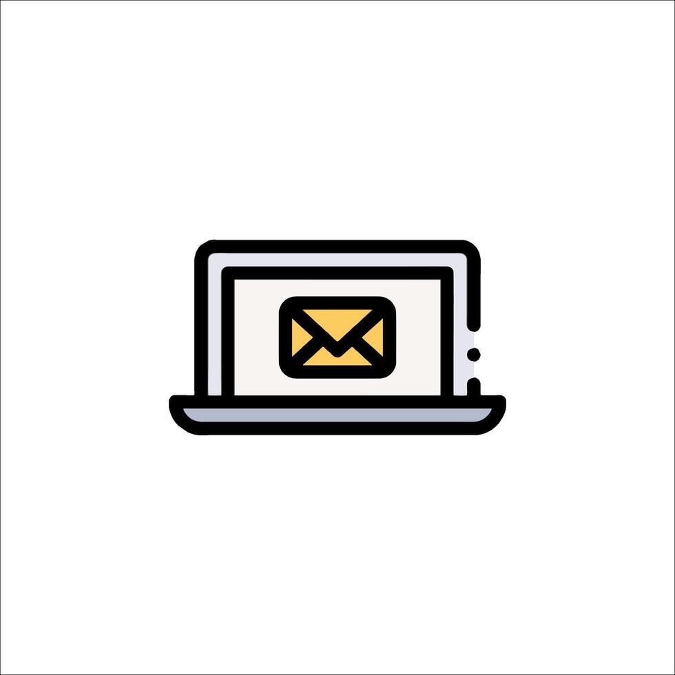 Email icon on a laptop computer vector
