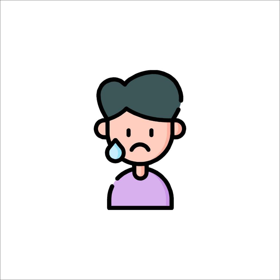 A man with a sad face icon vector