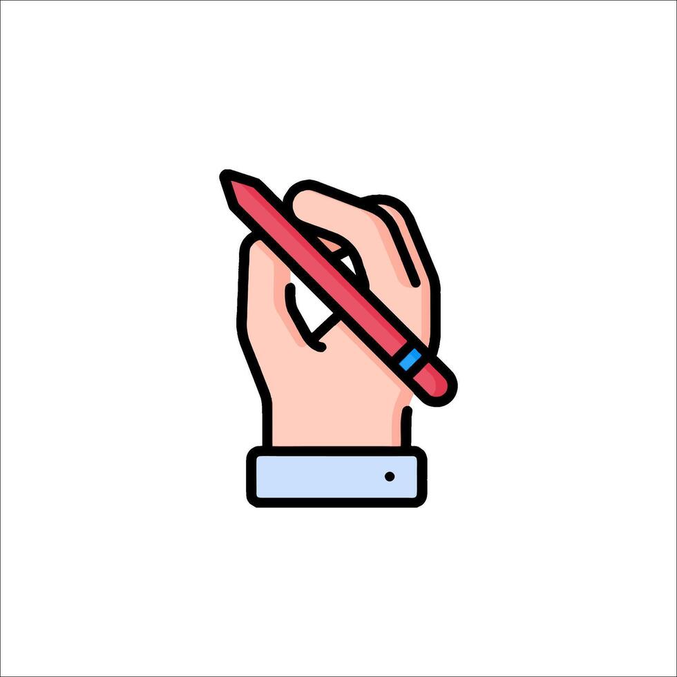 Hand holding a pen icon in a flat style vector