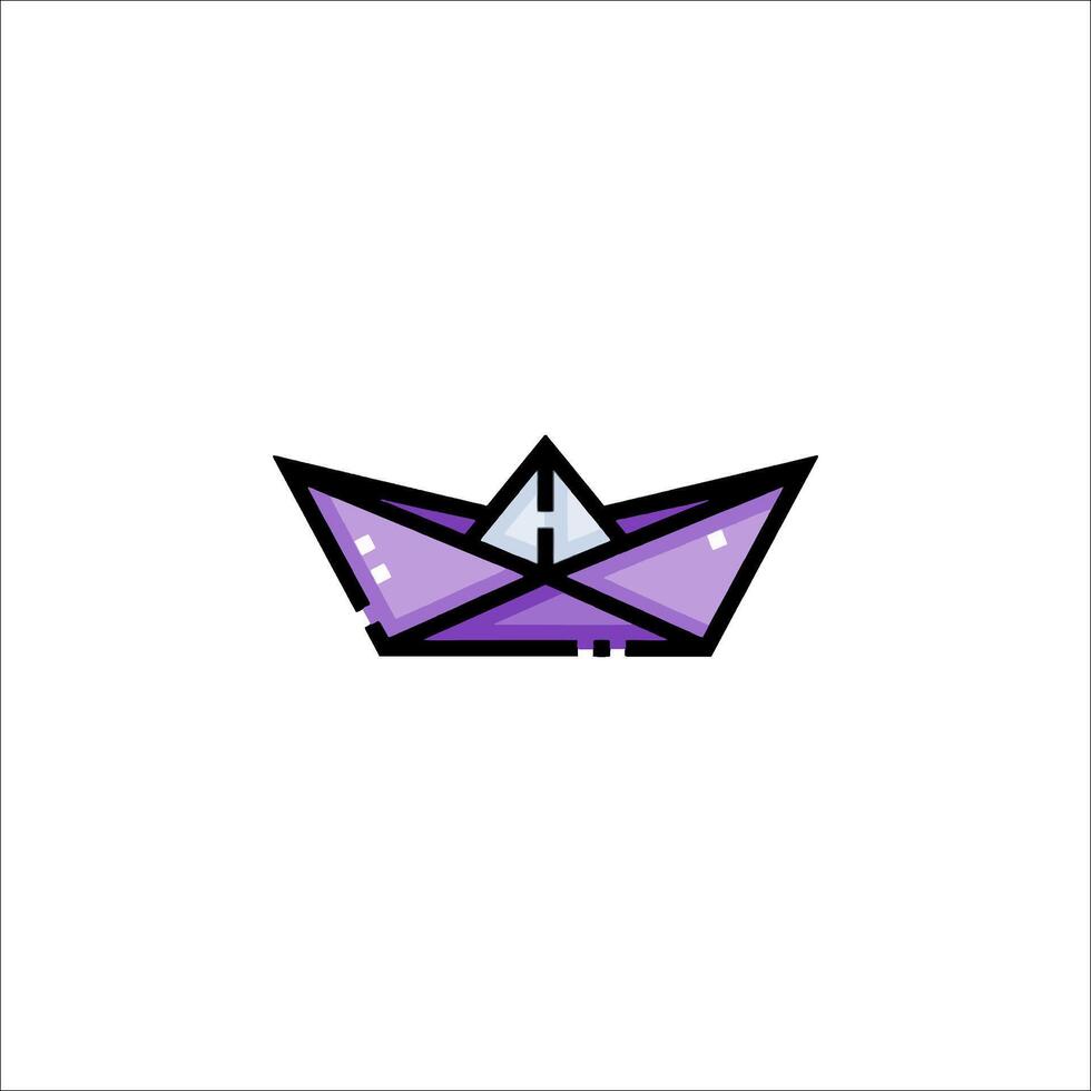 A purple paper boat with a cross on it vector