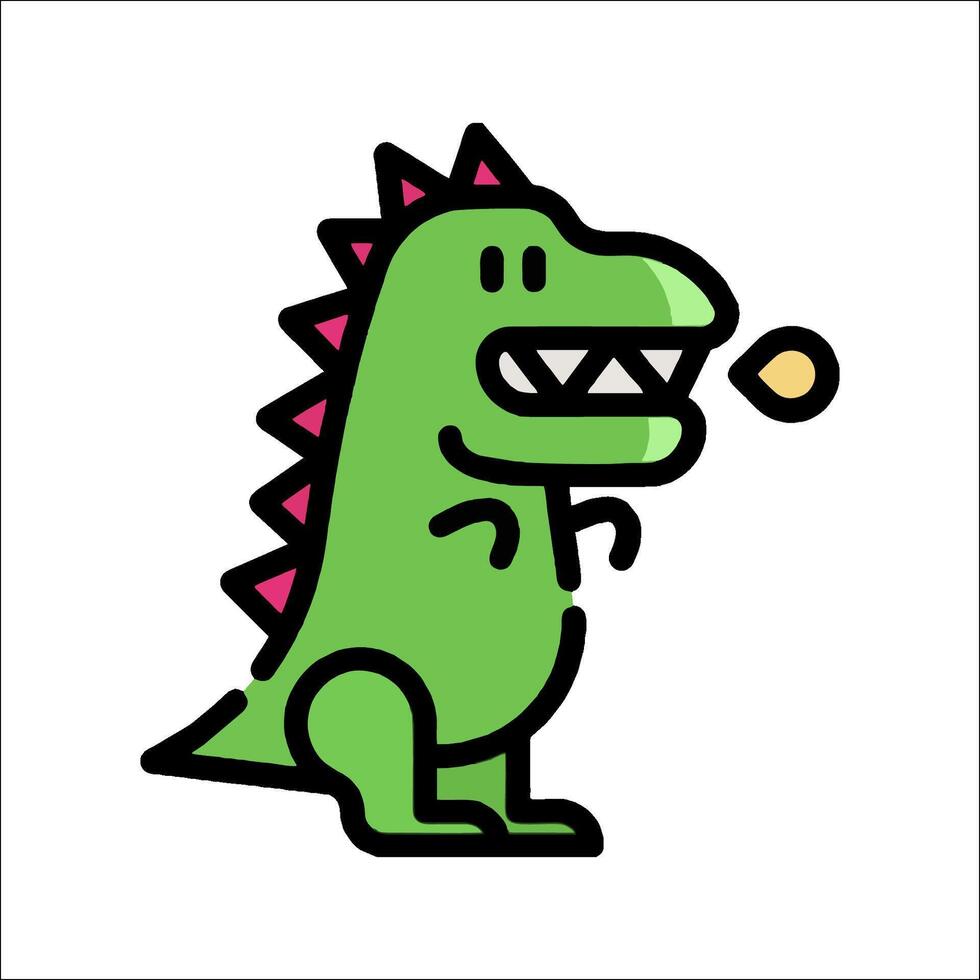 A cartoon dinosaur with a green hat and pink tongue vector