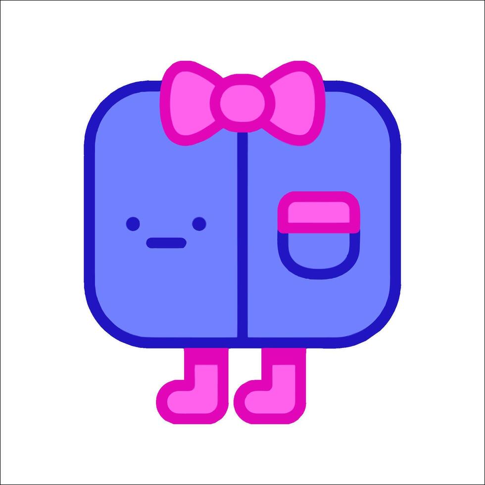 A blue suitcase with a pink bow on it vector
