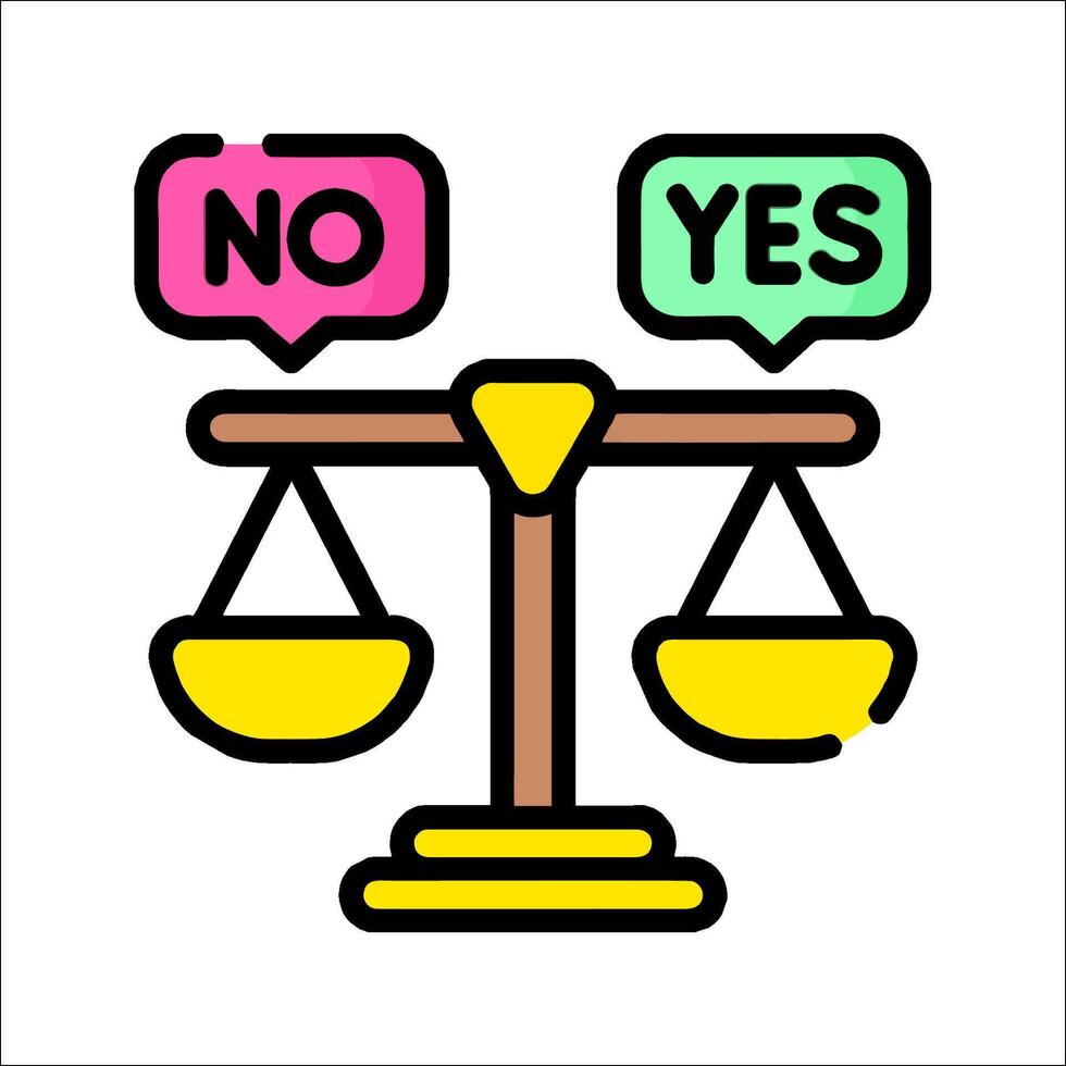 No and yes balance scale illustration vector