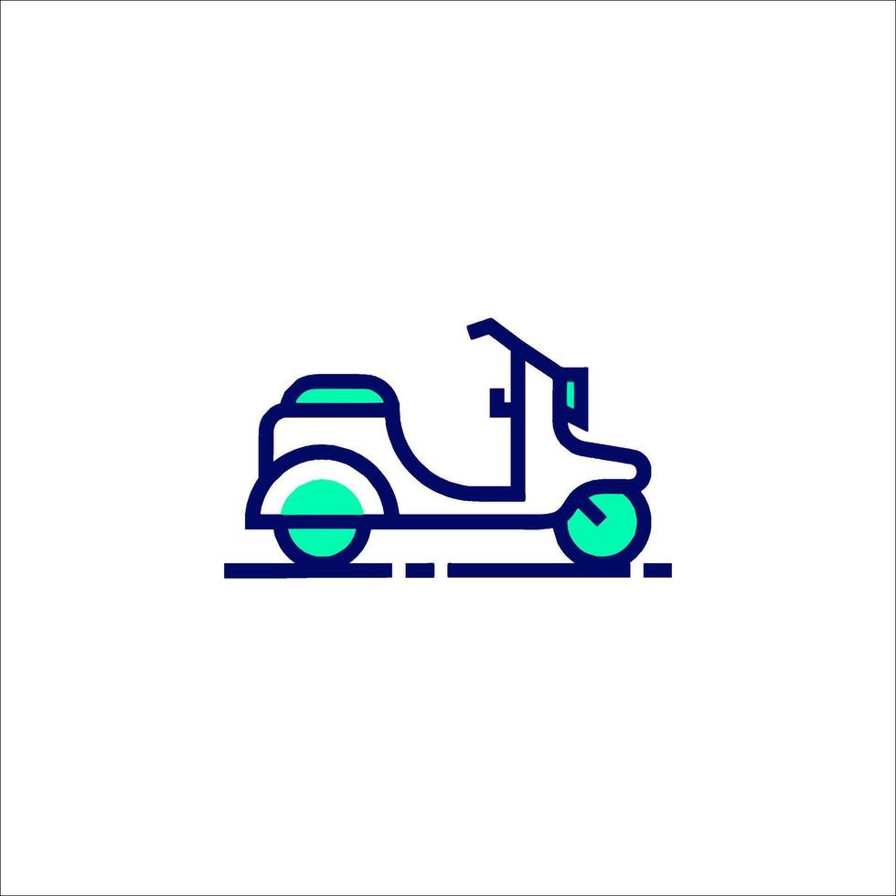 A scooter icon with a green and blue color scheme vector