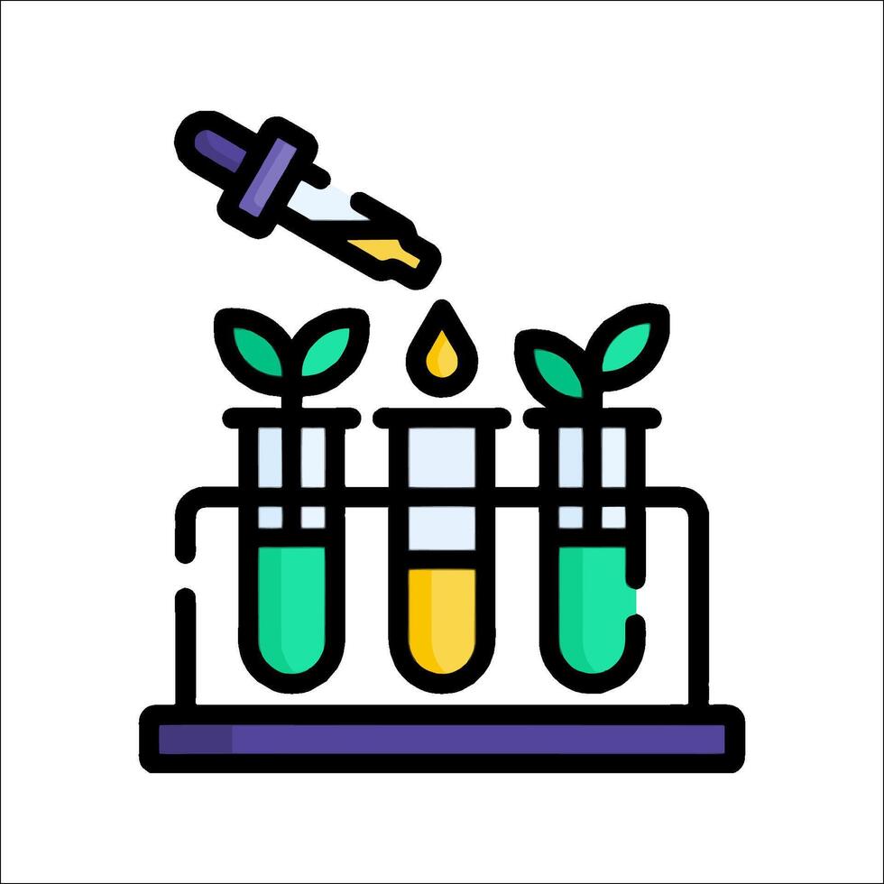 A laboratory with a test tube and a plant vector