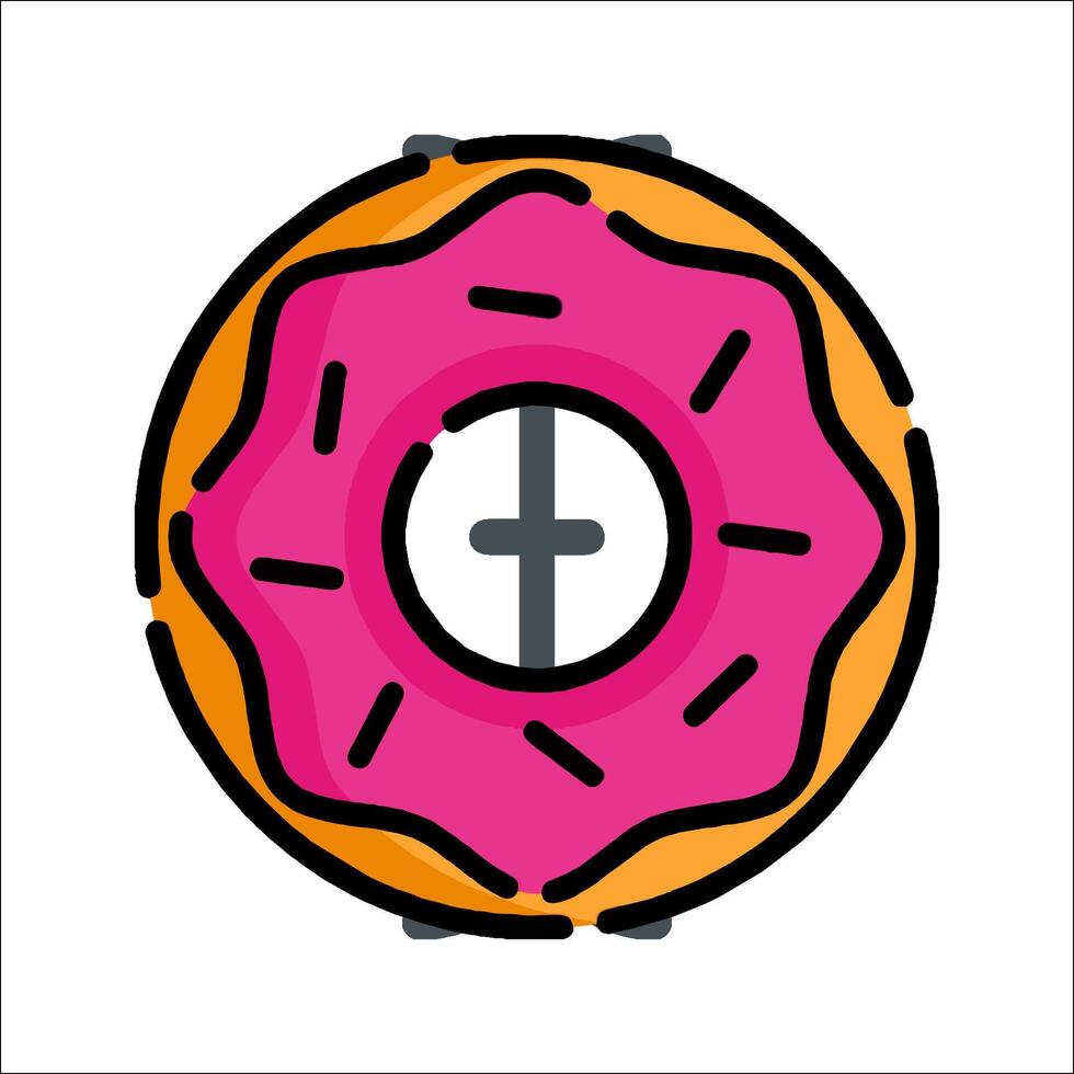 A donut with a cross on it vector
