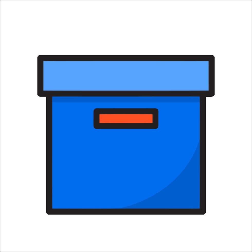 A blue box with a red handle on it vector