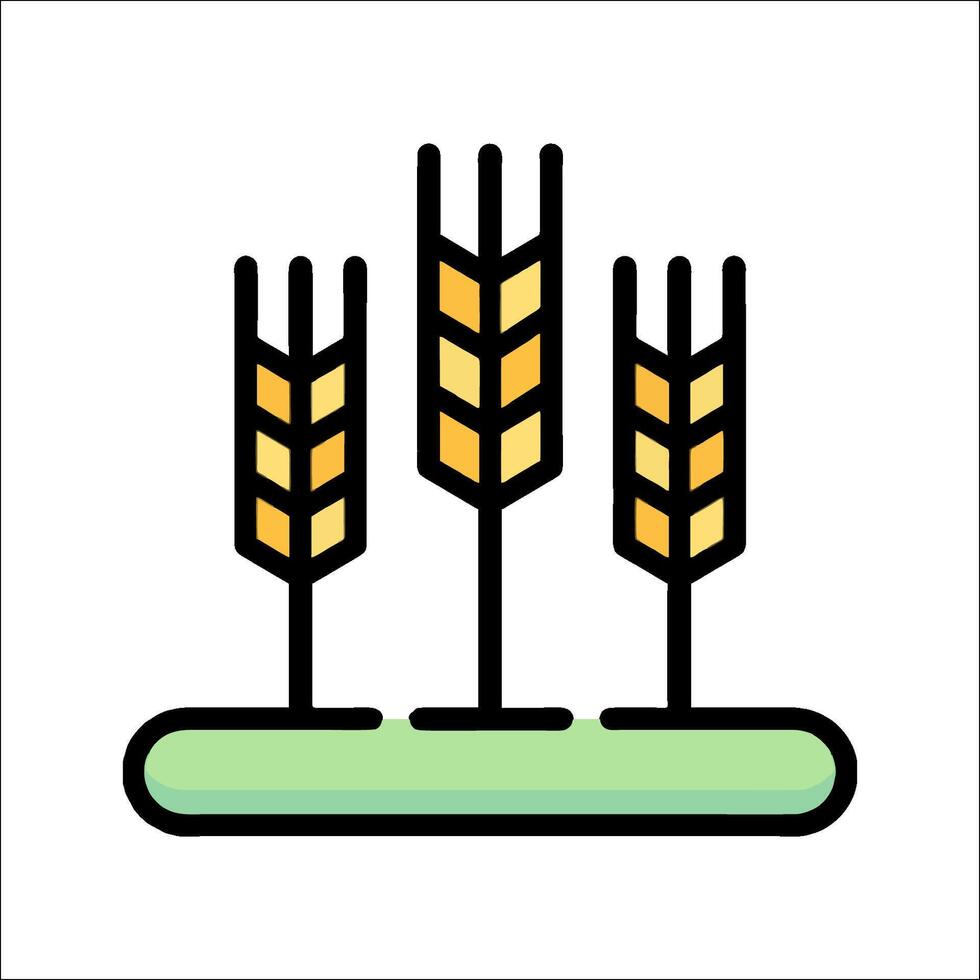 An icon of wheat on a green field vector