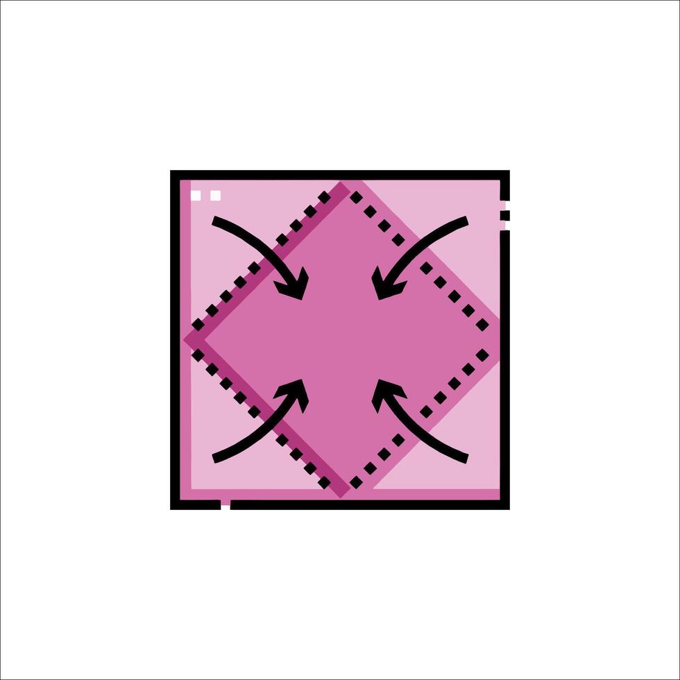 A pink square with arrows pointing in different directions vector