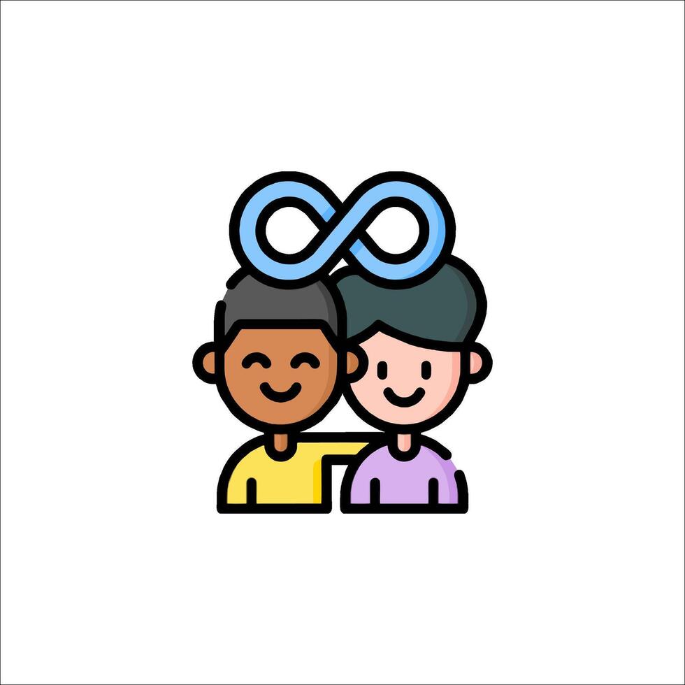 Two people are hugging and holding an infinity symbol vector