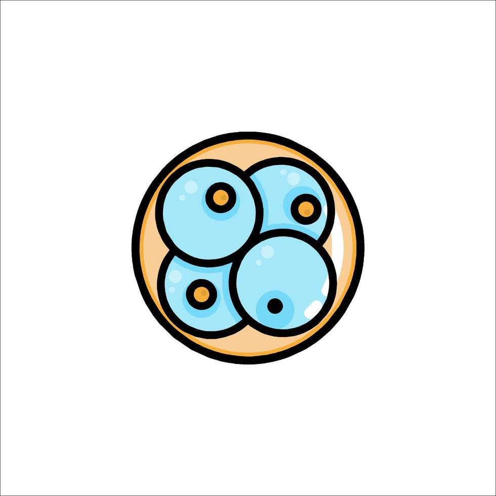 A blue and yellow circle with two spheres inside vector